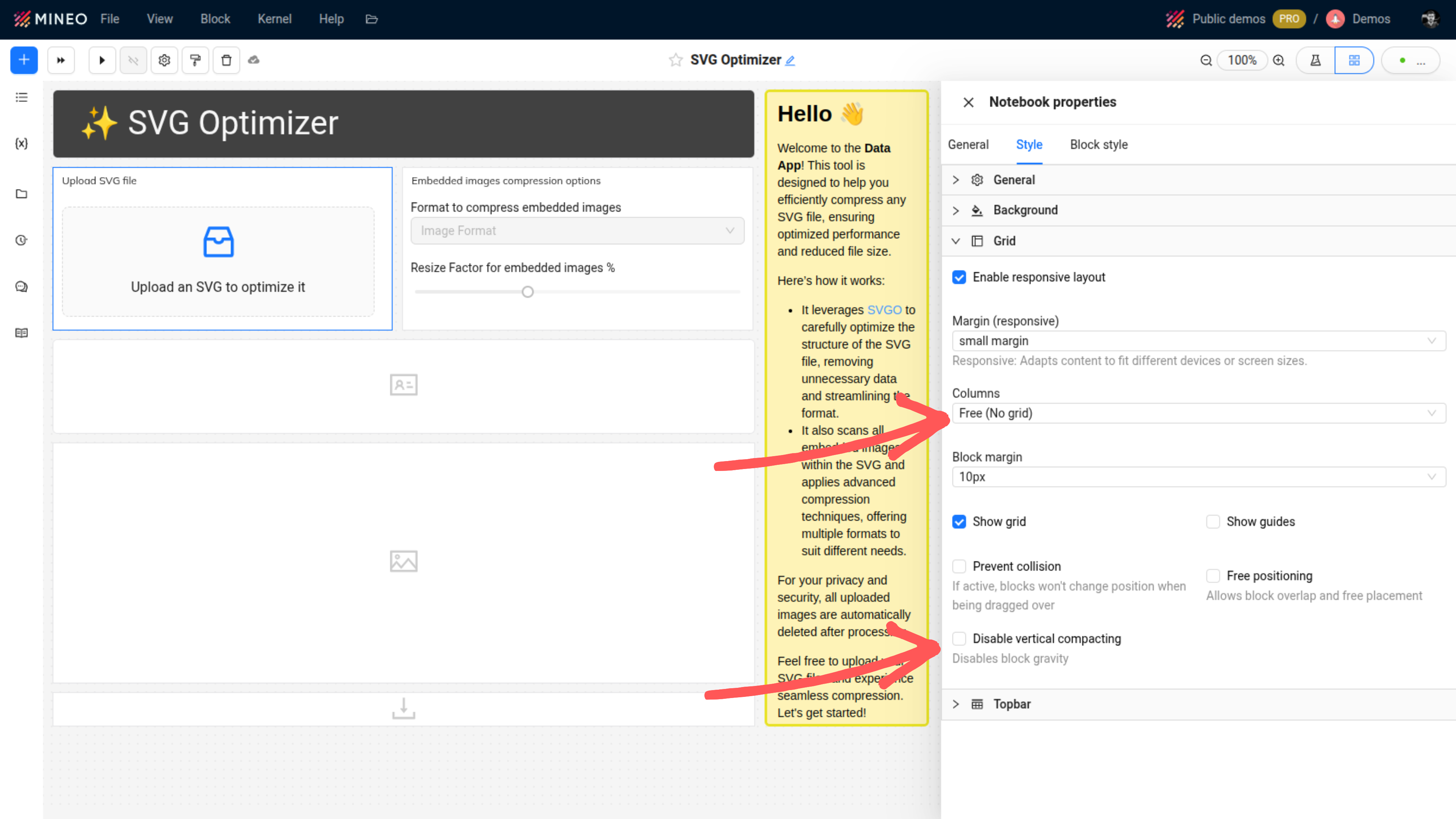 Advanced grid configuration options for creating structured layouts