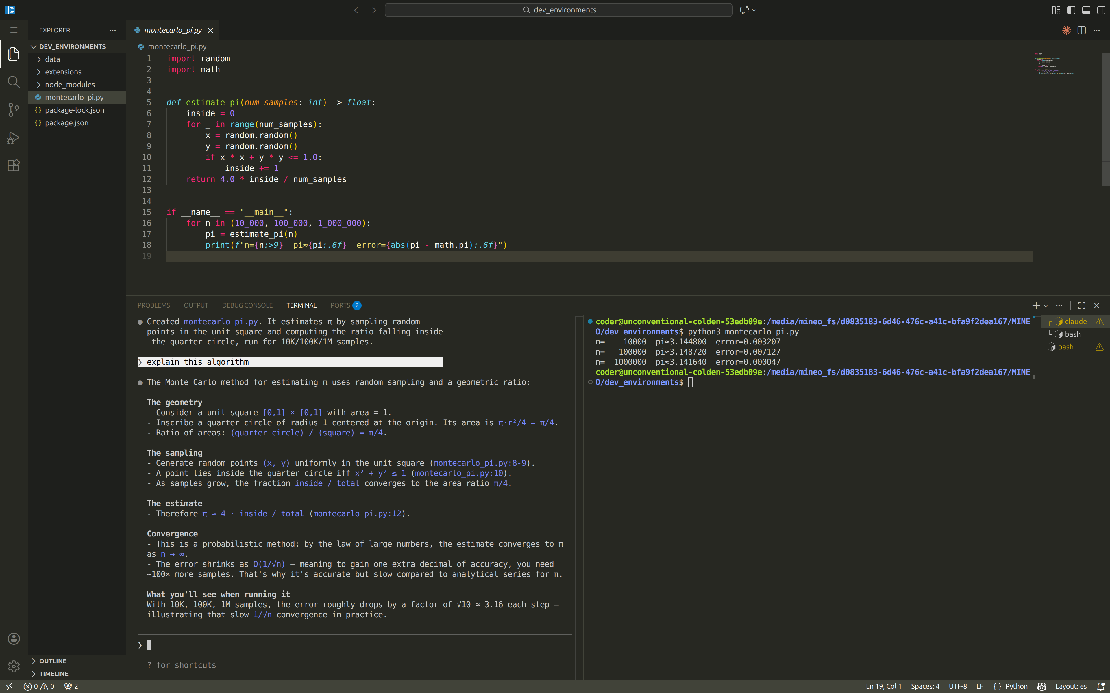 Dev Environments in MINEO
