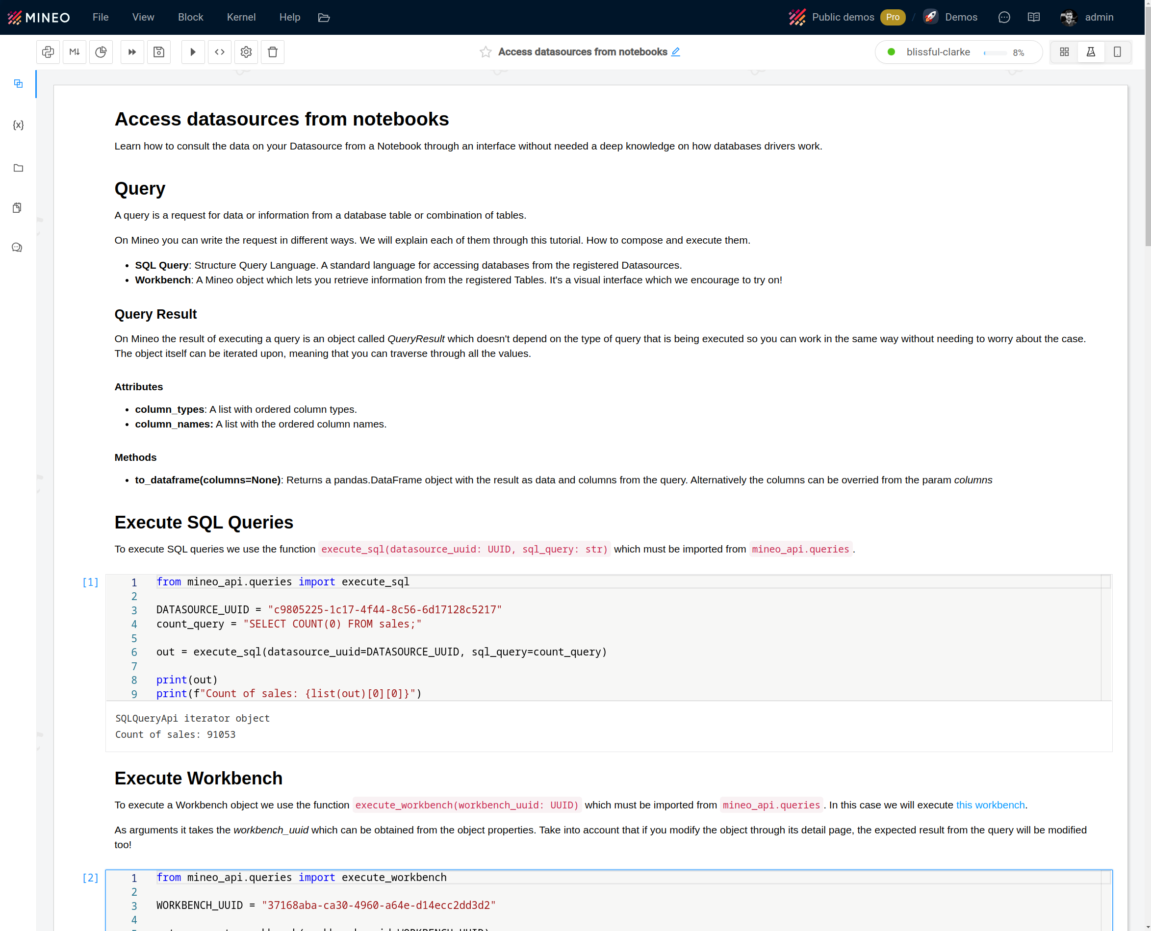 Access datasources from notebooks